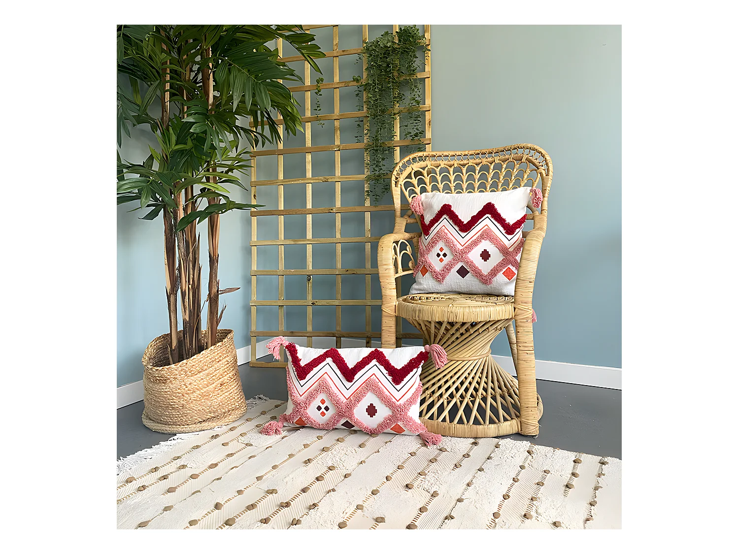 Housse de coussin coton Hopi 30x50 rouge