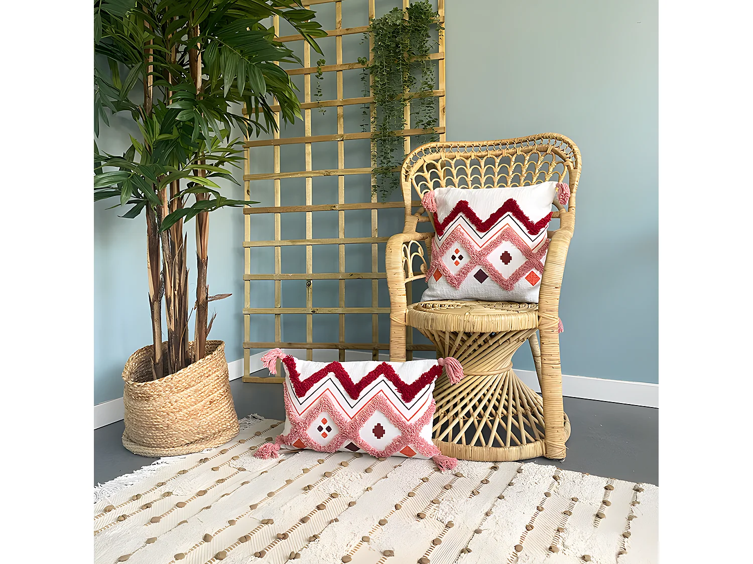 Housse de coussin coton Hopi 30x50 rouge