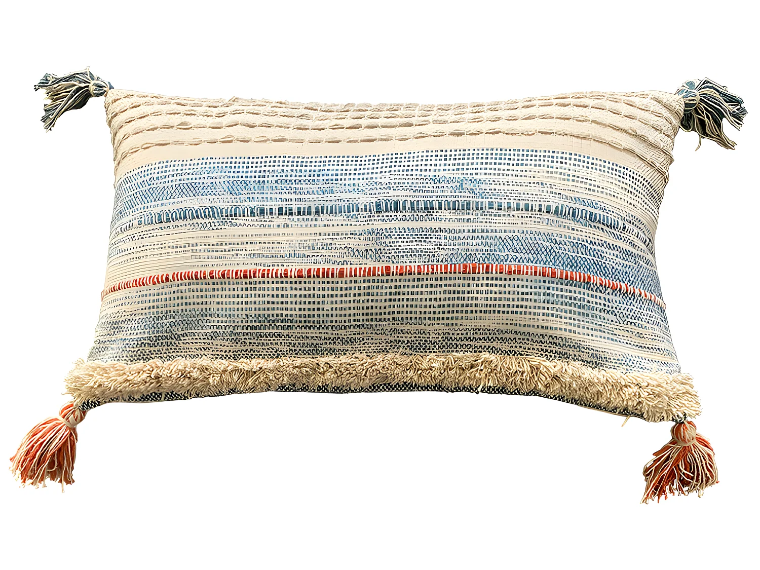 Housse de coussin en coton Indy 30x50 Bleu