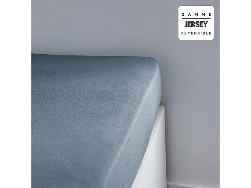 Sábana bajera ajustable de punto de algodón Jersey Cotton. Denim 135/150x200cm