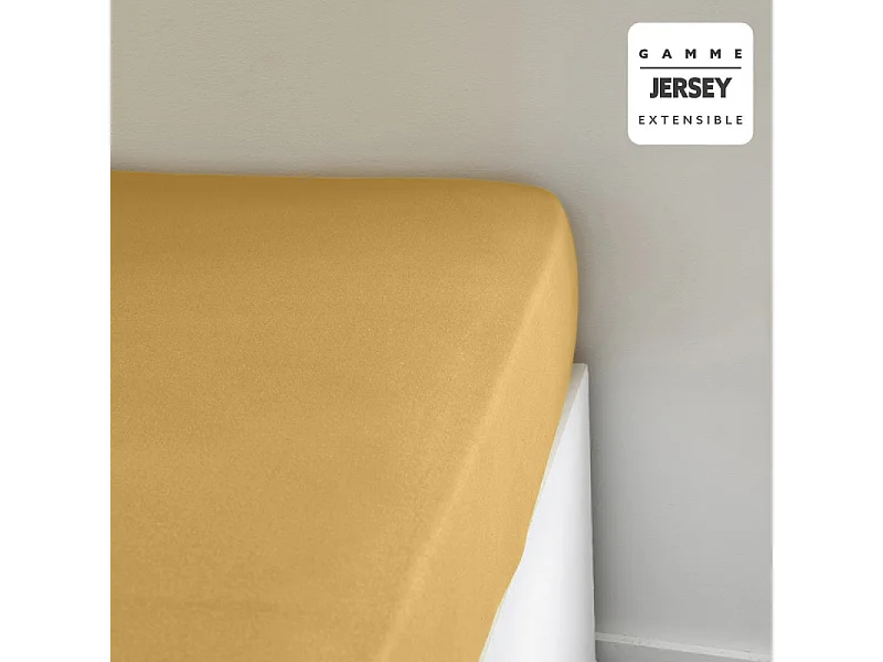 Drap-housse en jersey de coton. Ocre 135/150x200cm