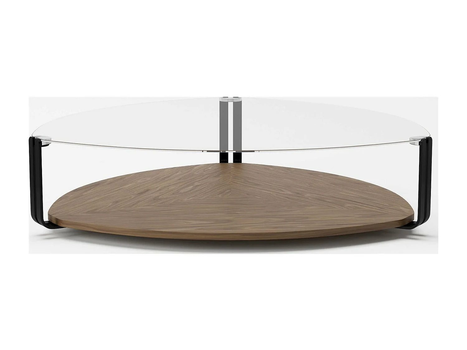 Table basse bois piètement acier peint plateau en verre trempé