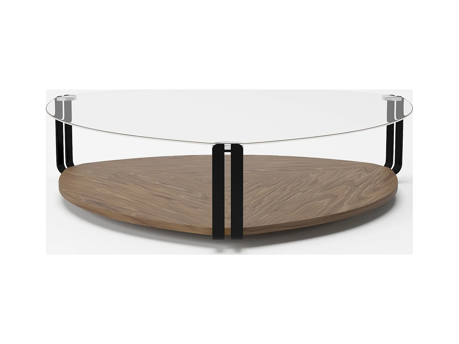 Table basse bois piètement acier peint plateau en verre trempé