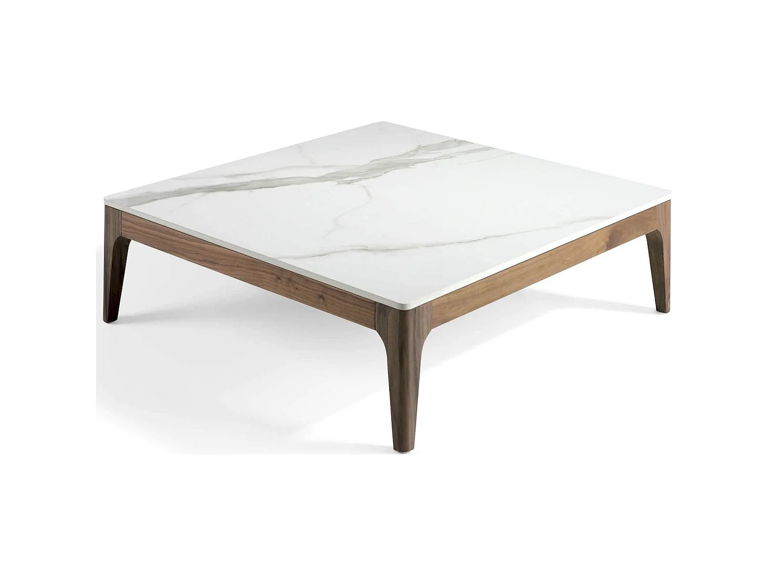 Table basse carrée plateau marbre céramique structure bois massif