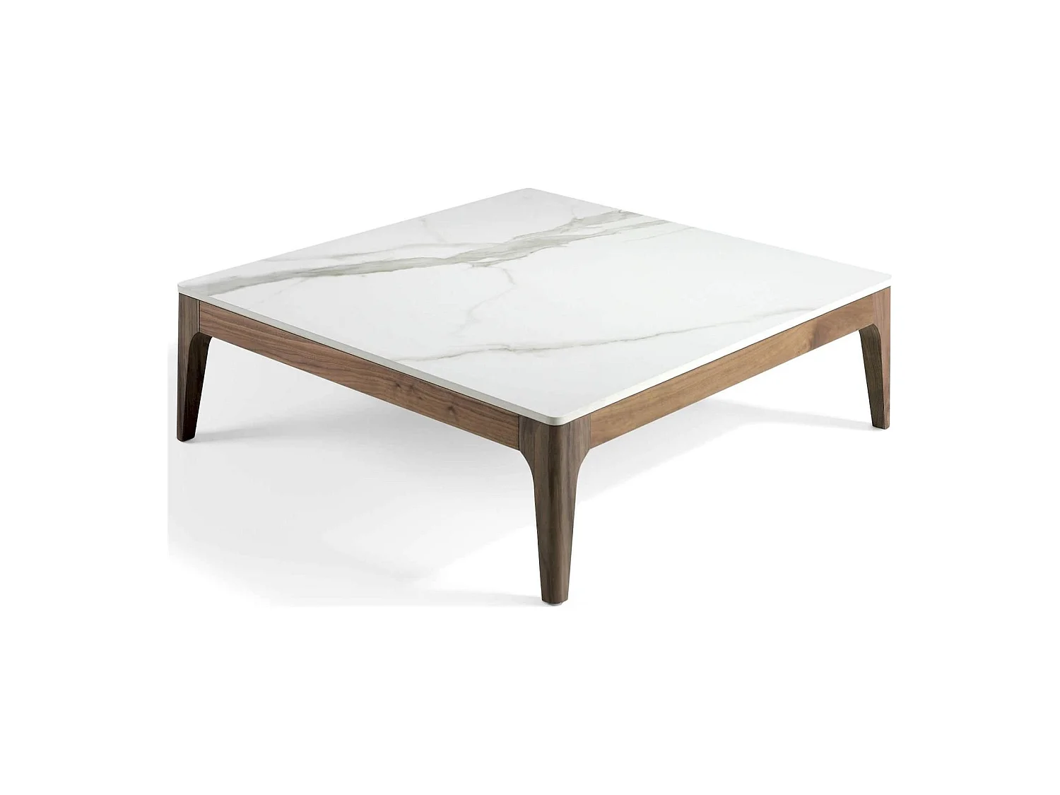 Table basse carrée plateau marbre céramique structure bois massif