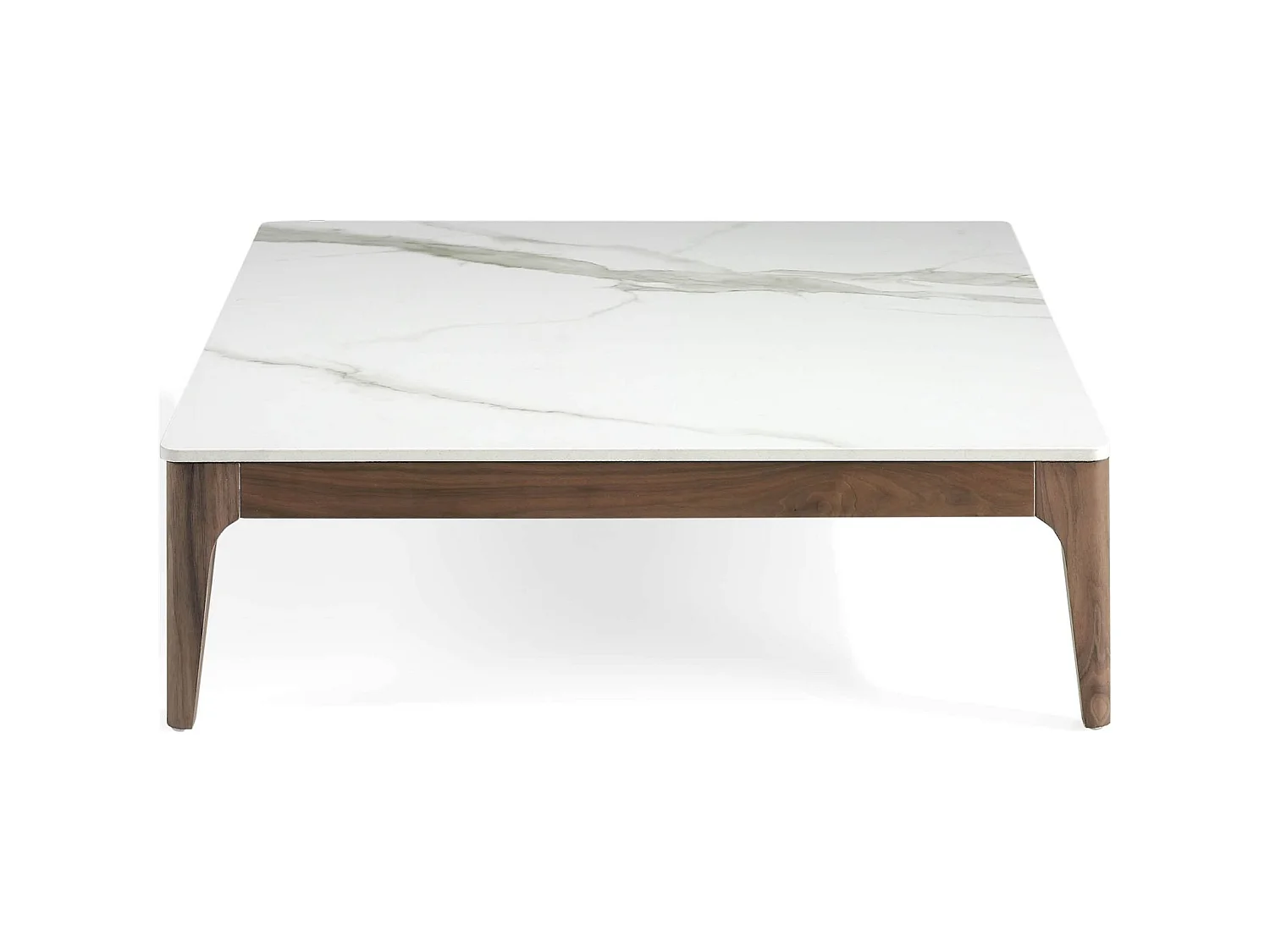 Table basse carrée plateau marbre céramique structure bois massif