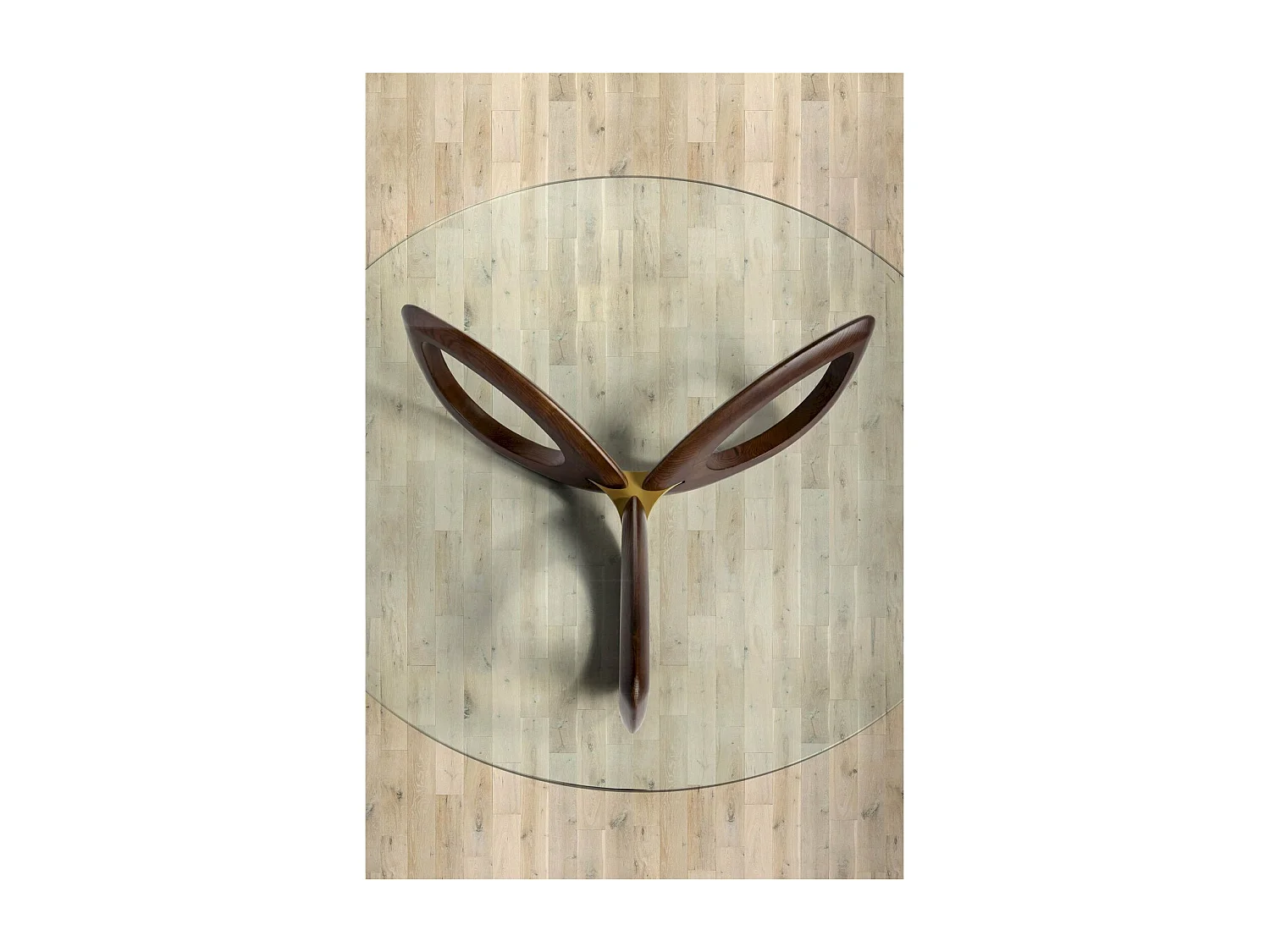 Table basse plateau verre trempé et bois de frêne