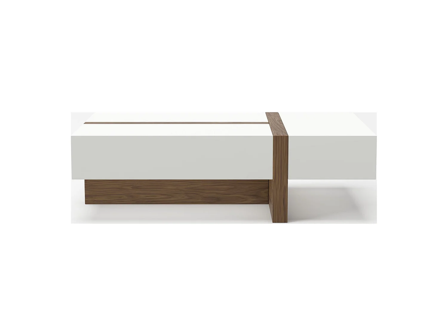 Table basse rectangulaire bois plateau laqué 2 tiroirs latéraux 1 tiroir