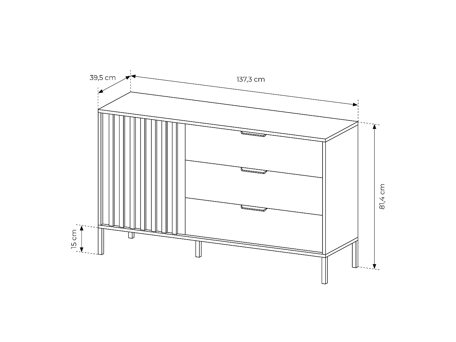 Ensemble lit avec chevets 160 x 200 cm + Commode + Armoire - Coloris : Naturel et noir - ARIADA