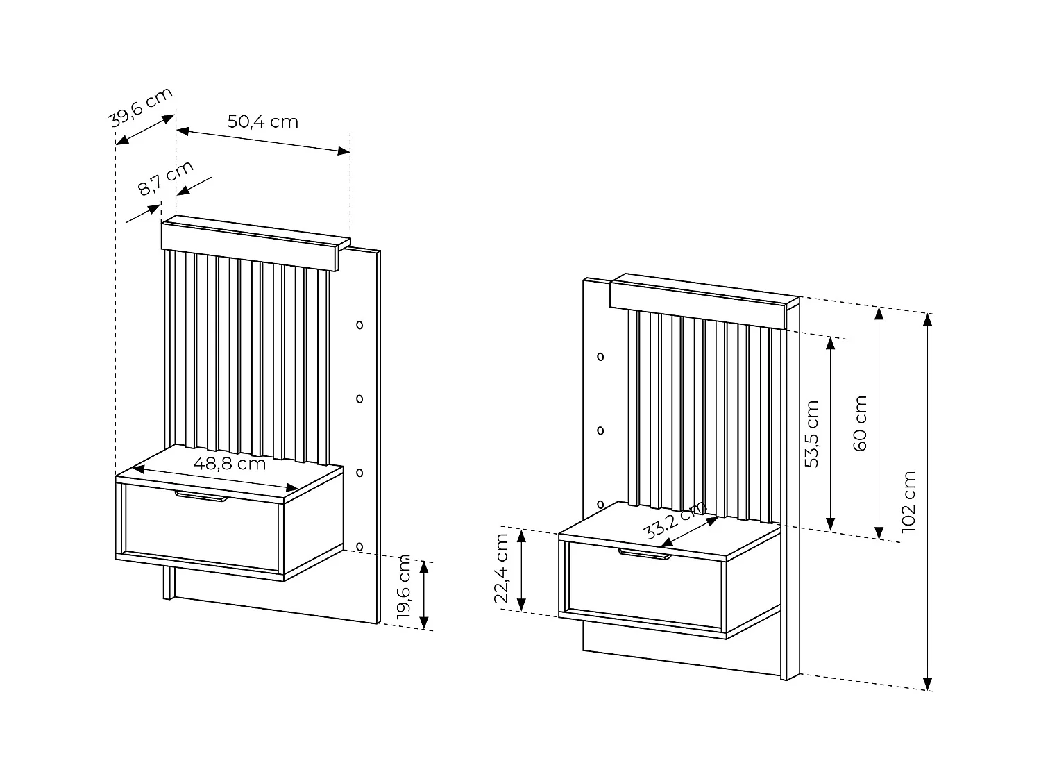 Set bed met nachtkastjes 160 x 200 cm + bedbodem + ladekast + kast - Kleur: naturel en zwart - ARIADA