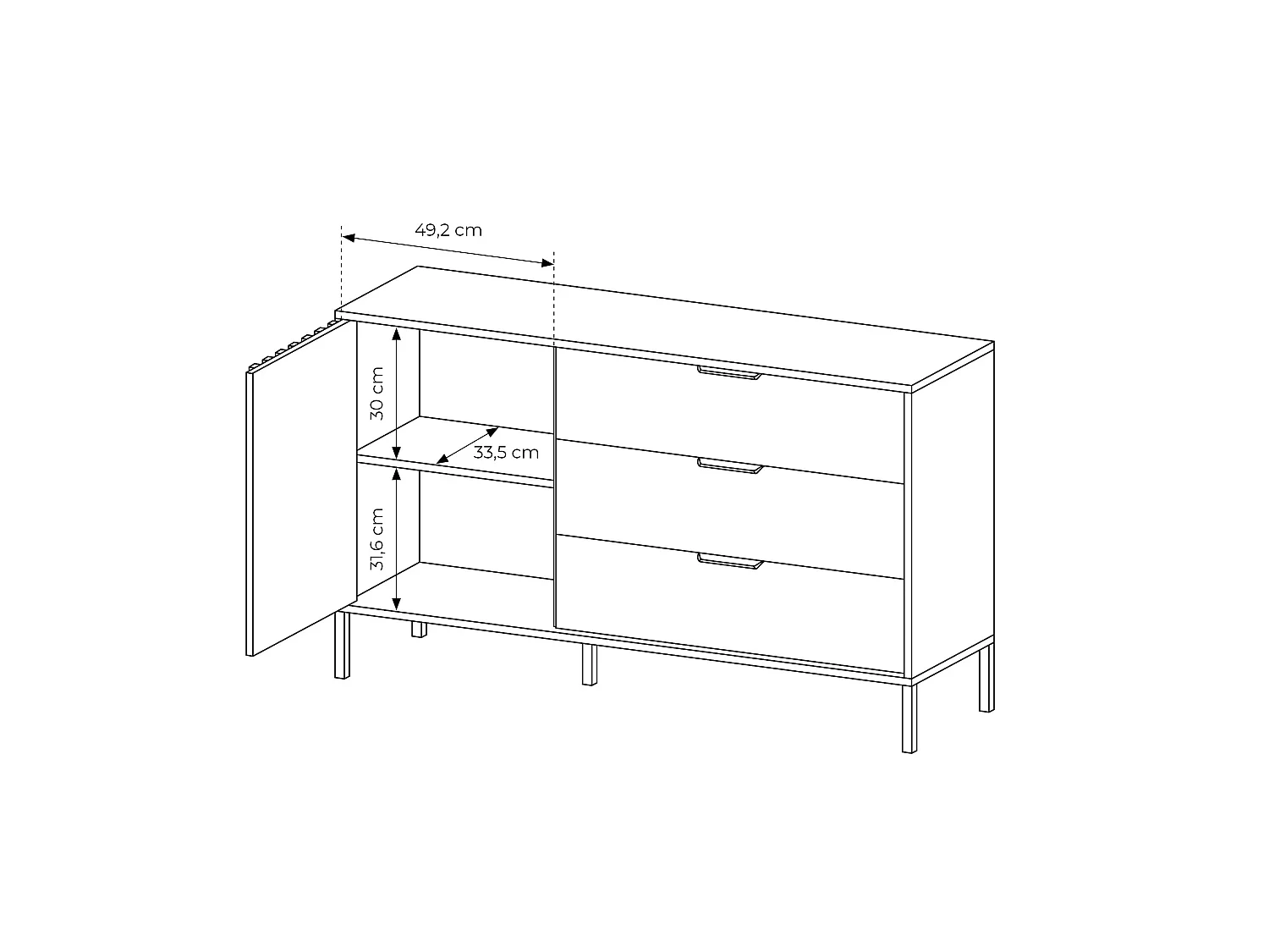 Set bed met nachtkastjes 160 x 200 cm + bedbodem + ladekast + kast - Kleur: naturel en zwart - ARIADA