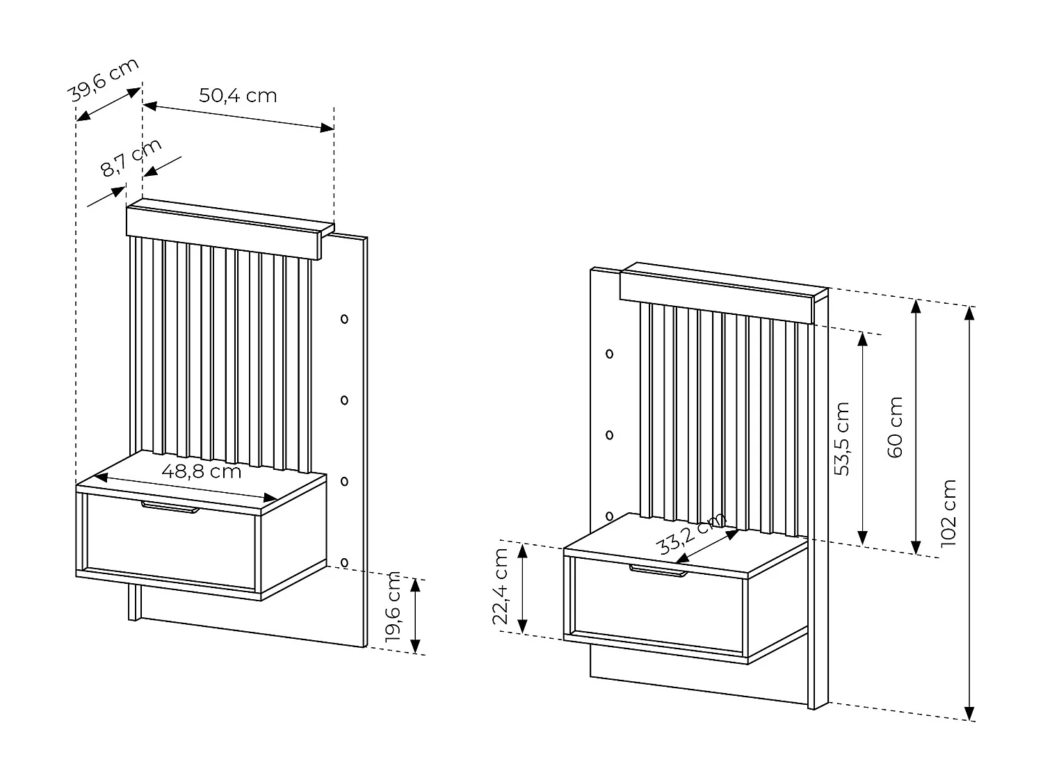Set bed met nachtkastjes 160 x 200 cm + bedbodem + matras + ladekast + kast - Kleur: naturel en zwart - ARIADA