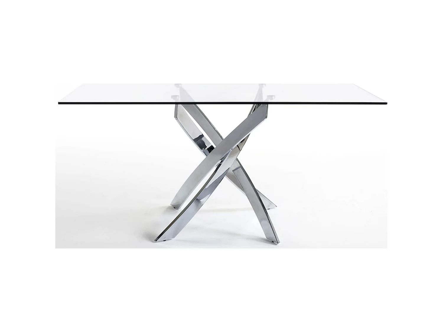 Table à manger base acier inoxydable plateau verre trempé