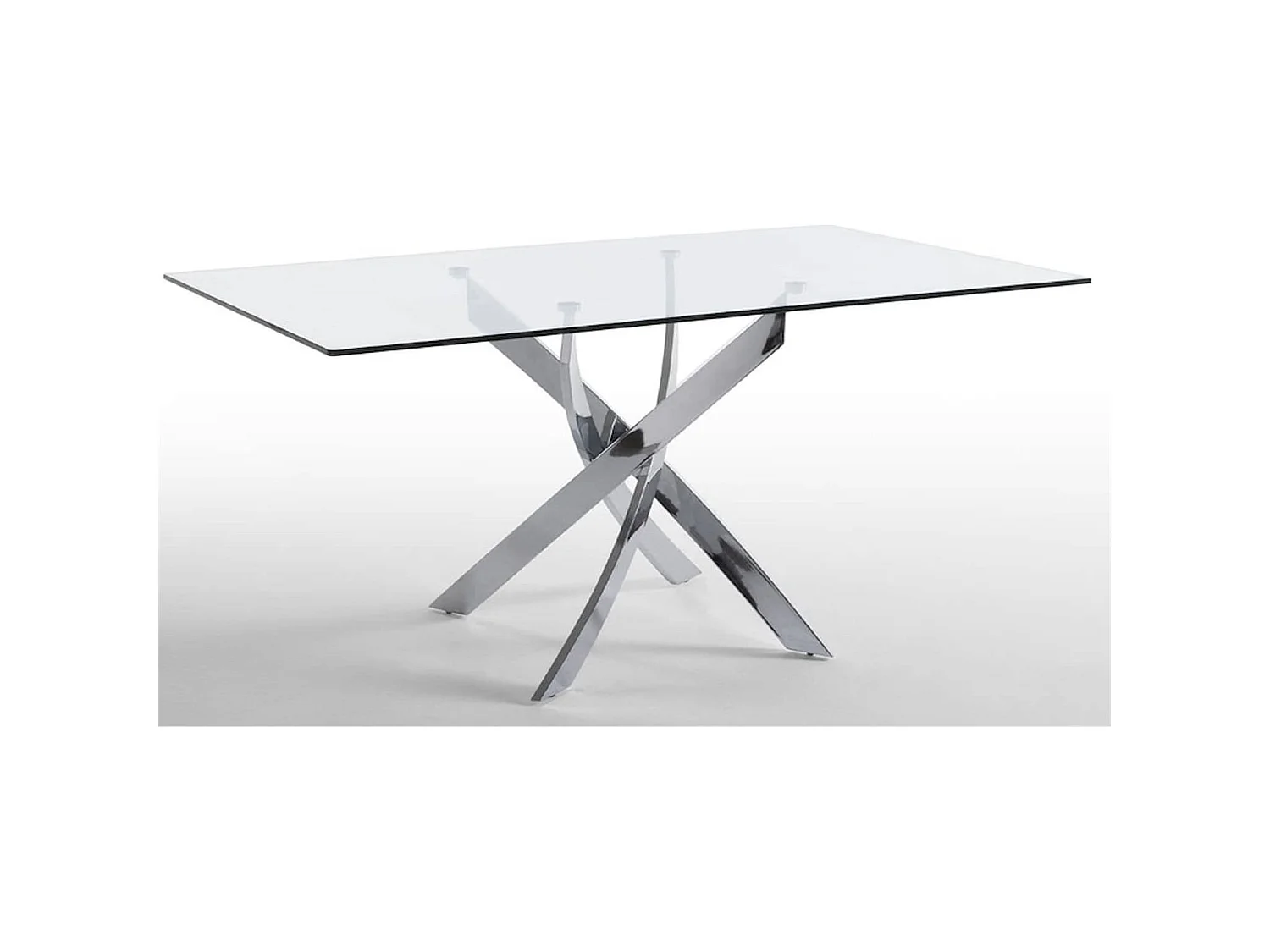 Table à manger base acier inoxydable plateau verre trempé