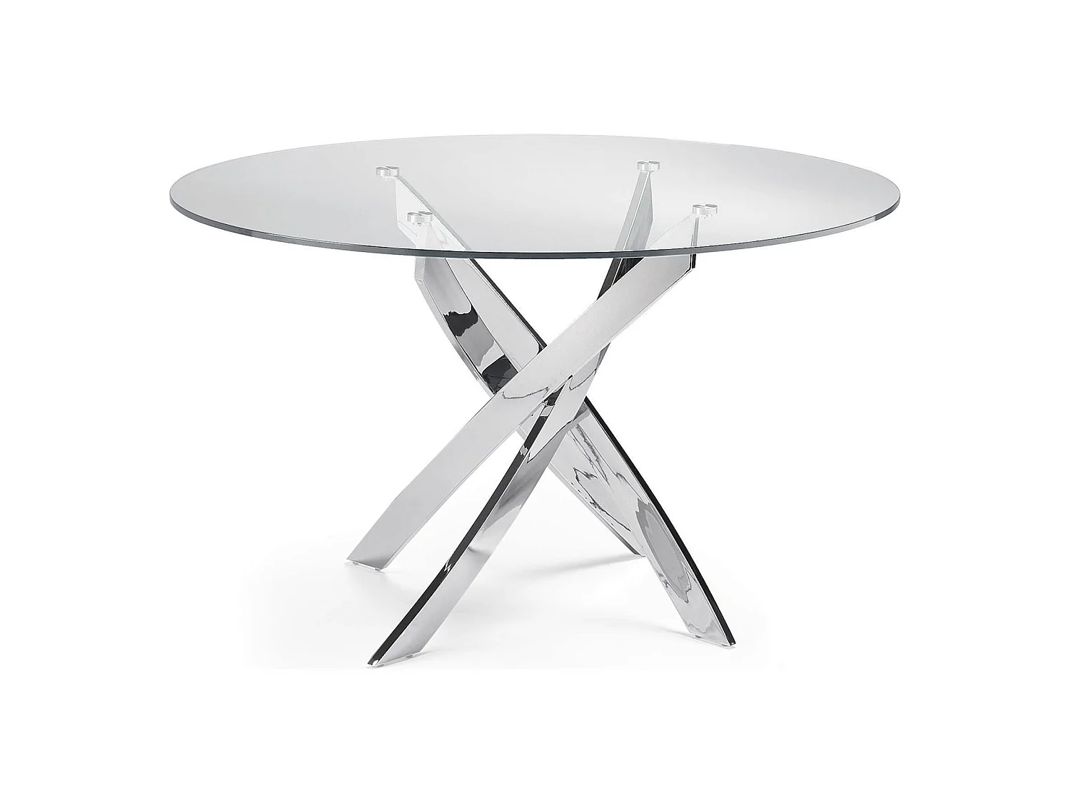 Table à manger base acier inoxydable plateau verre trempé
