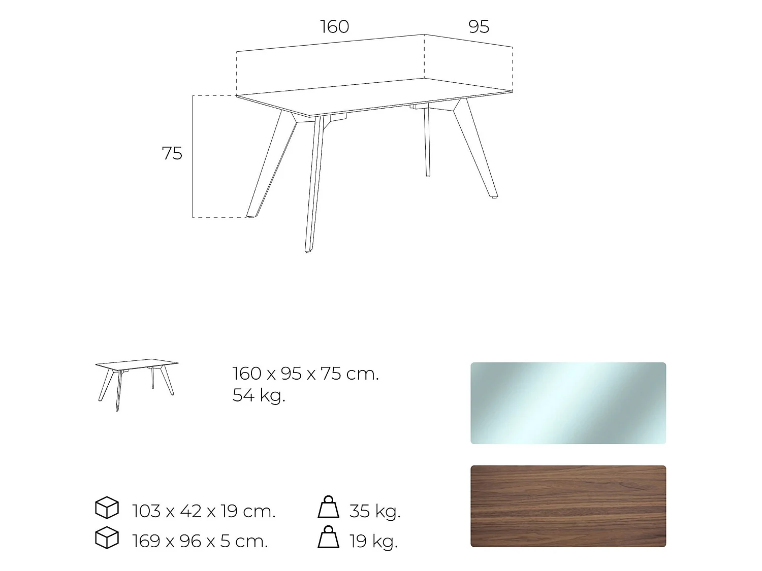 Table de diner plateau en verre trempé
