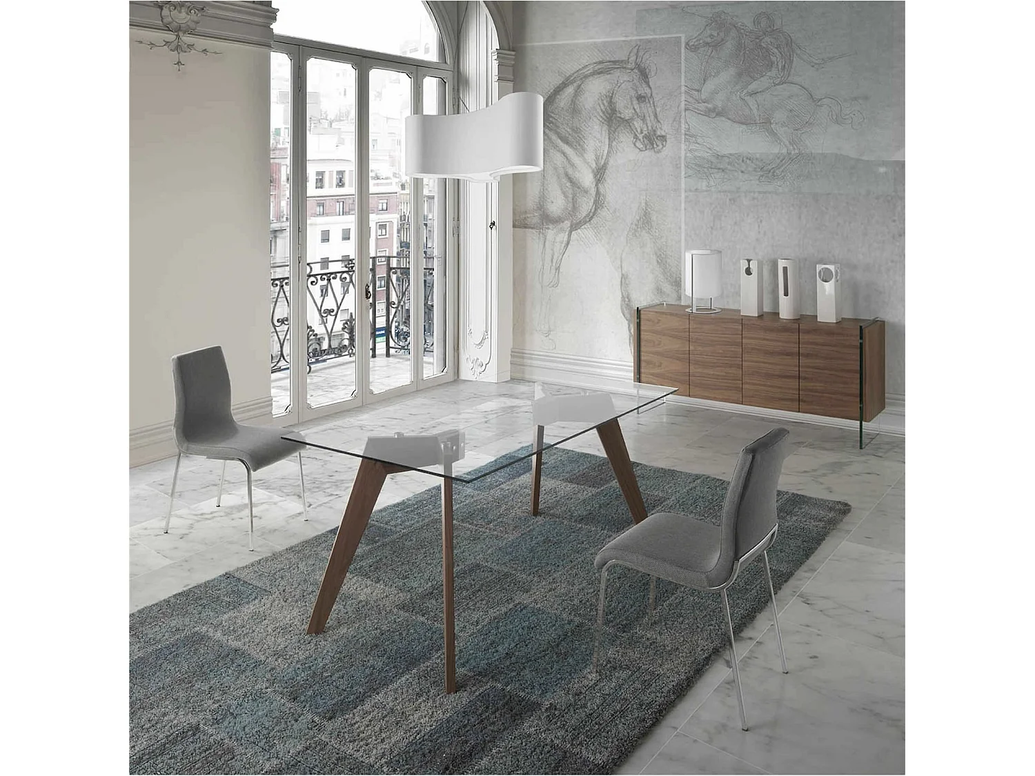 Table de diner plateau en verre trempé