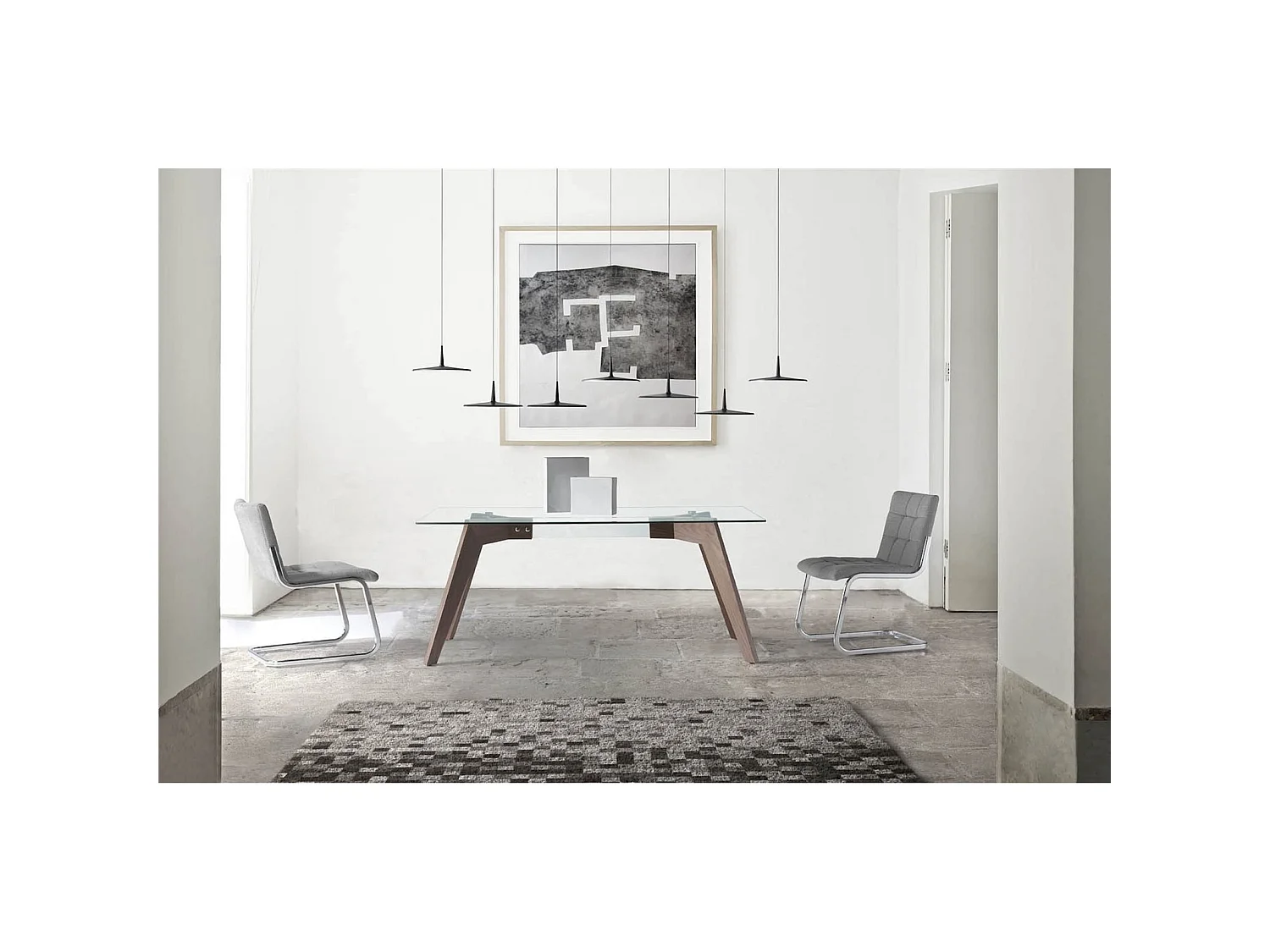 Table de diner plateau en verre trempé