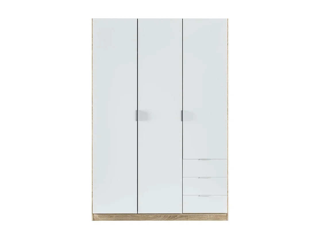 Armario LC 3 puertas + 3 cajones roble/blanco 180x121x52 cm