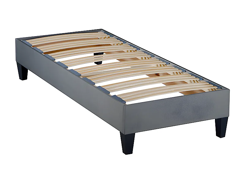 OLYMPE LITERIE | Sommier à lattes en bois ERGOSTAR 90x190 cm | Coloris Gris clair | Livré en kit