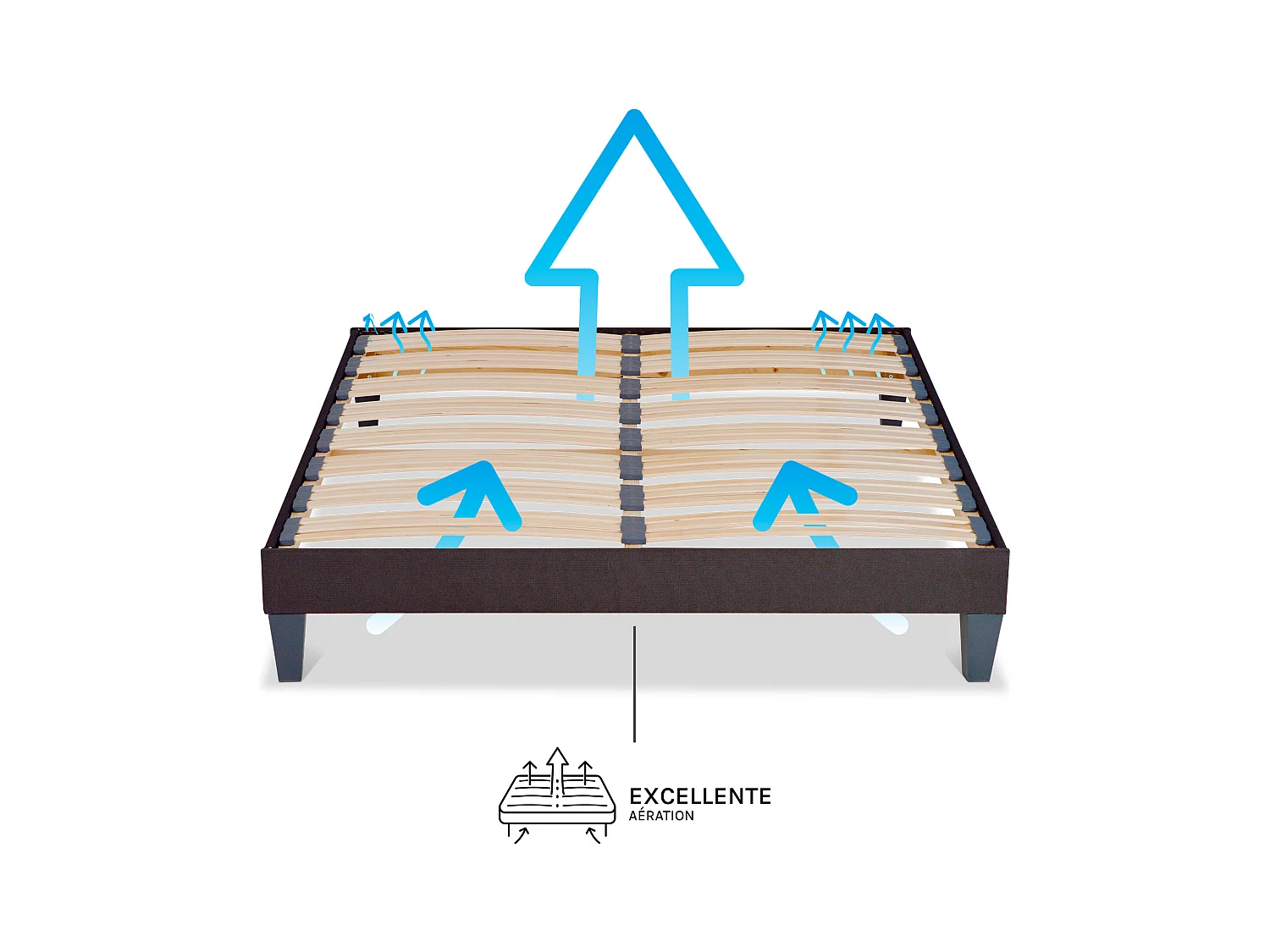 OLYMPE LITERIE | Sommier à lattes en bois KIT15 140x190 cm | Coloris Gris anthracite | Livré en kit