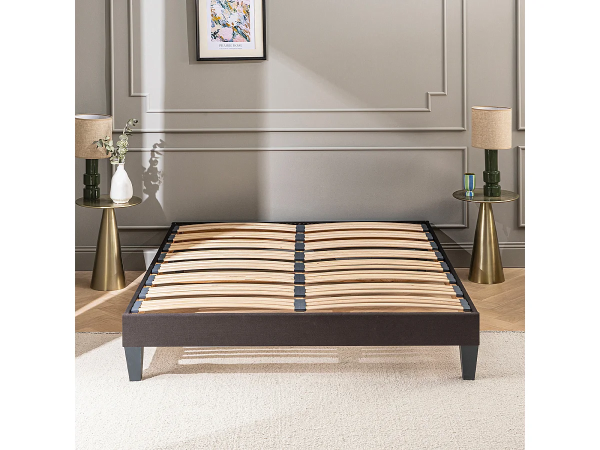 OLYMPE LITERIE | Sommier à lattes en bois KIT15 140x190 cm | Coloris Gris anthracite | Livré en kit