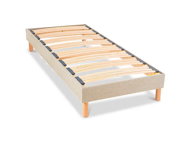 NUIT DE COTON | Sommier à lattes en bois LINO 90x190 cm | Coloris Beige | Livré en kit