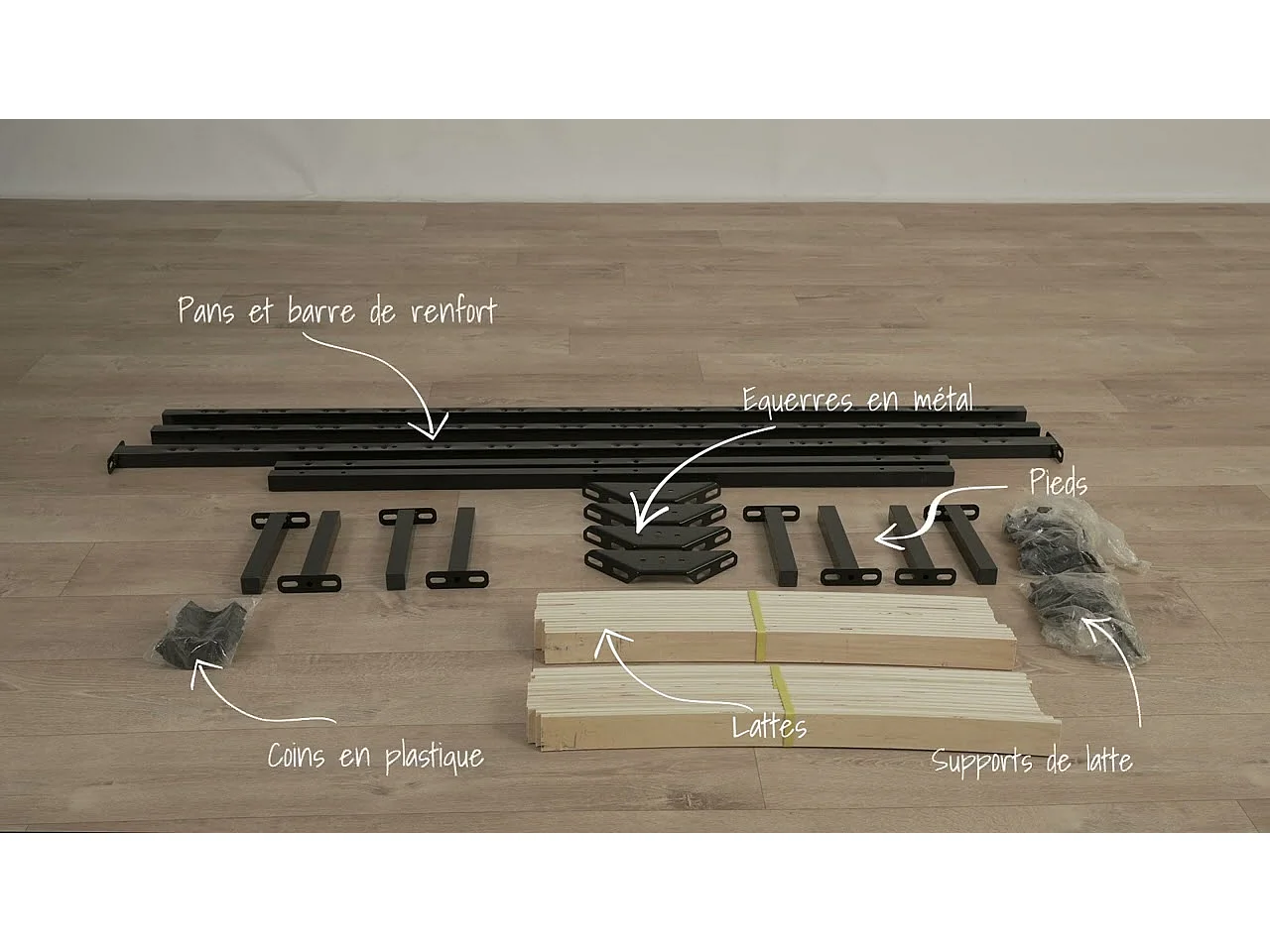 Zwarte lattenbodem op poten 90x190 cm Somkit