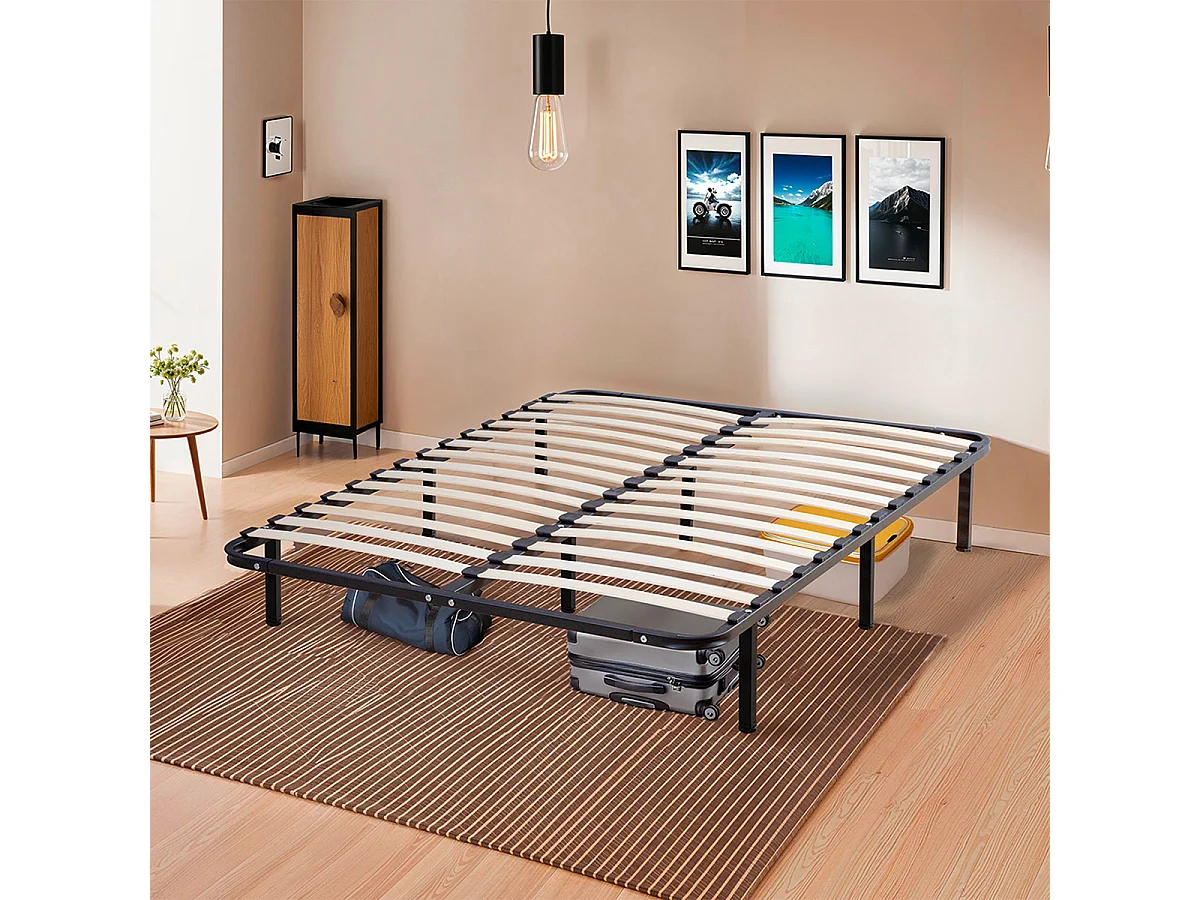 Zwarte lattenbodem op poten 140x190 cm Somkit