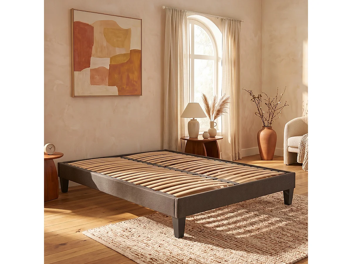 Sommier à lattes en bois Kit15 180x200 cm Coloris Gris anthracite Livré en kit