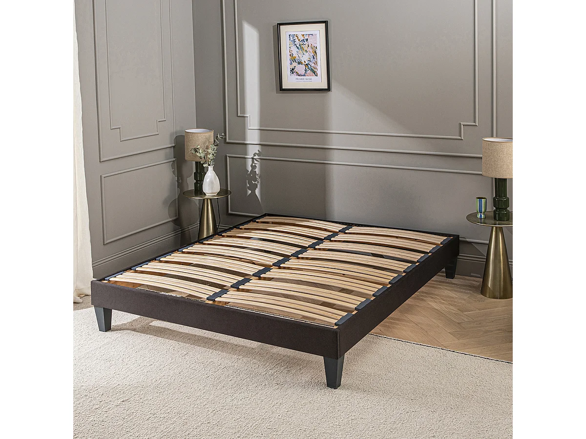 Sommier à lattes en bois Kit15 180x200 cm Coloris Gris anthracite Livré en kit