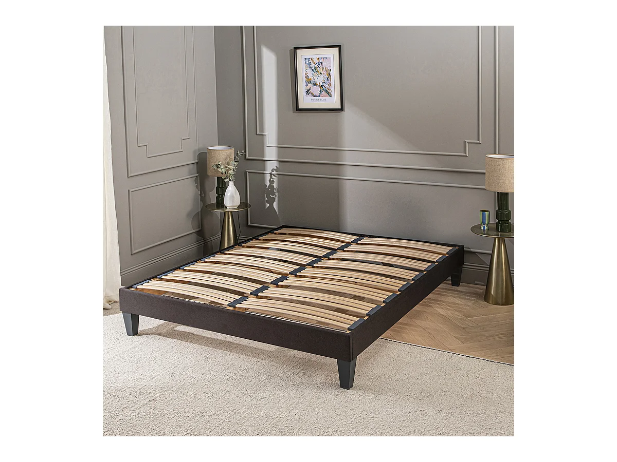 OLYMPE LITERIE | Sommier à lattes en bois KIT15 140x200 cm | Coloris Gris anthracite | Livré en kit