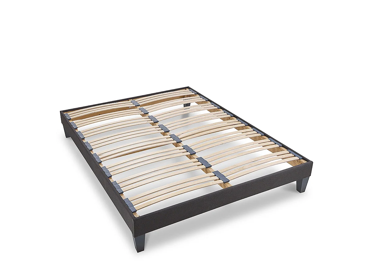 Sommier Kit15 120x190 cm - Lattes bois massif - Gris anthracite