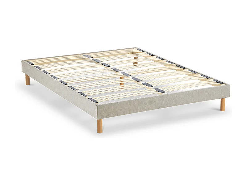 NUIT DE COTON | Sommier à lattes en bois LINO 140x190 cm | Coloris Beige | Livré en kit