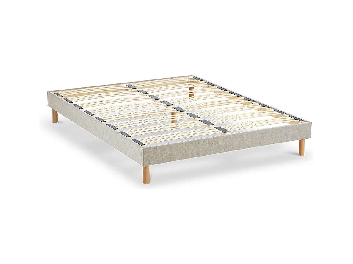 NUIT DE COTON | Sommier à lattes en bois LINO 140x190 cm | Coloris Beige | Livré en kit
