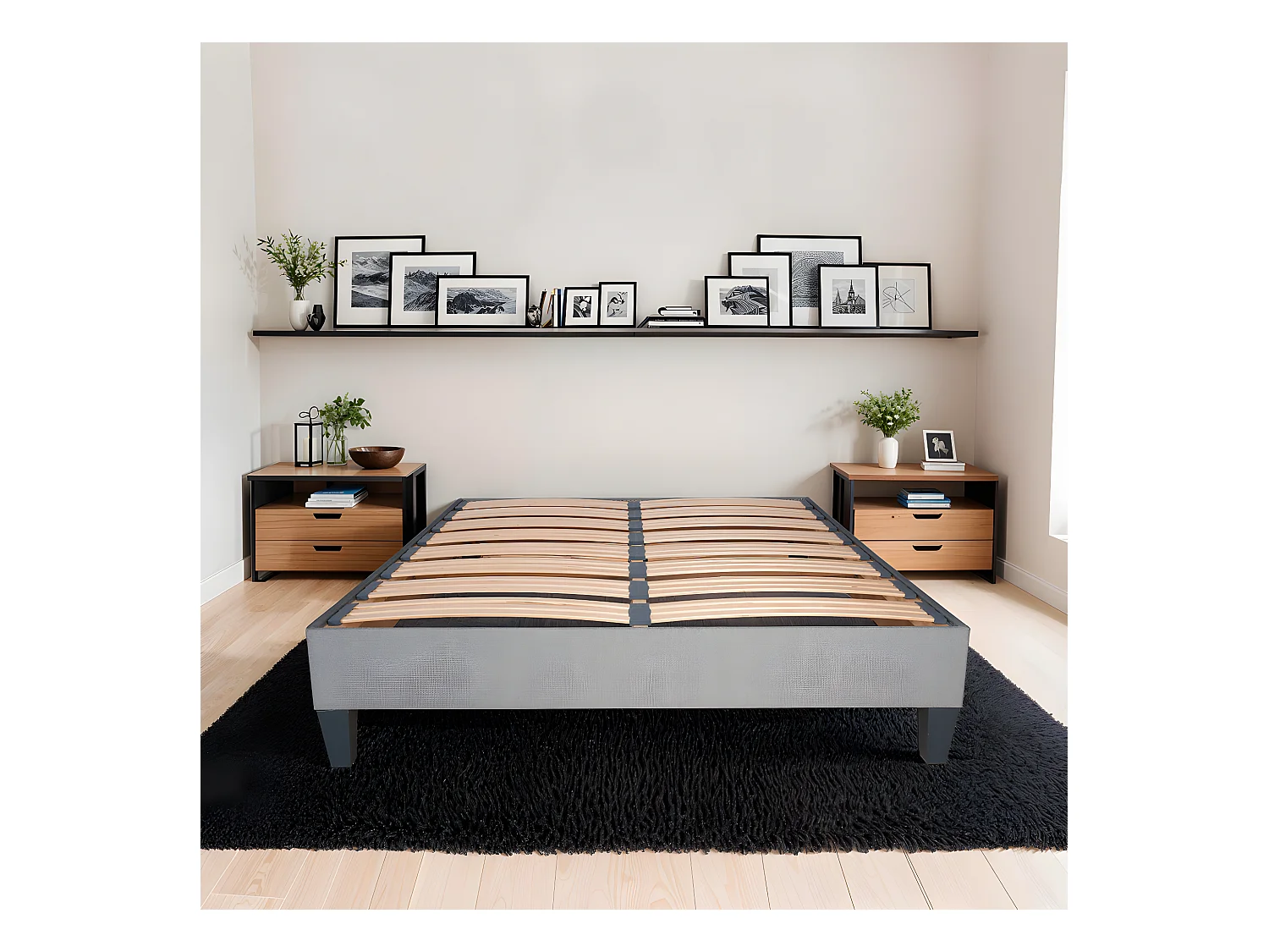 OLYMPE LITERIE | Sommier à lattes en bois ERGOSTAR 140x190 cm | Coloris Gris clair | Livré en kit