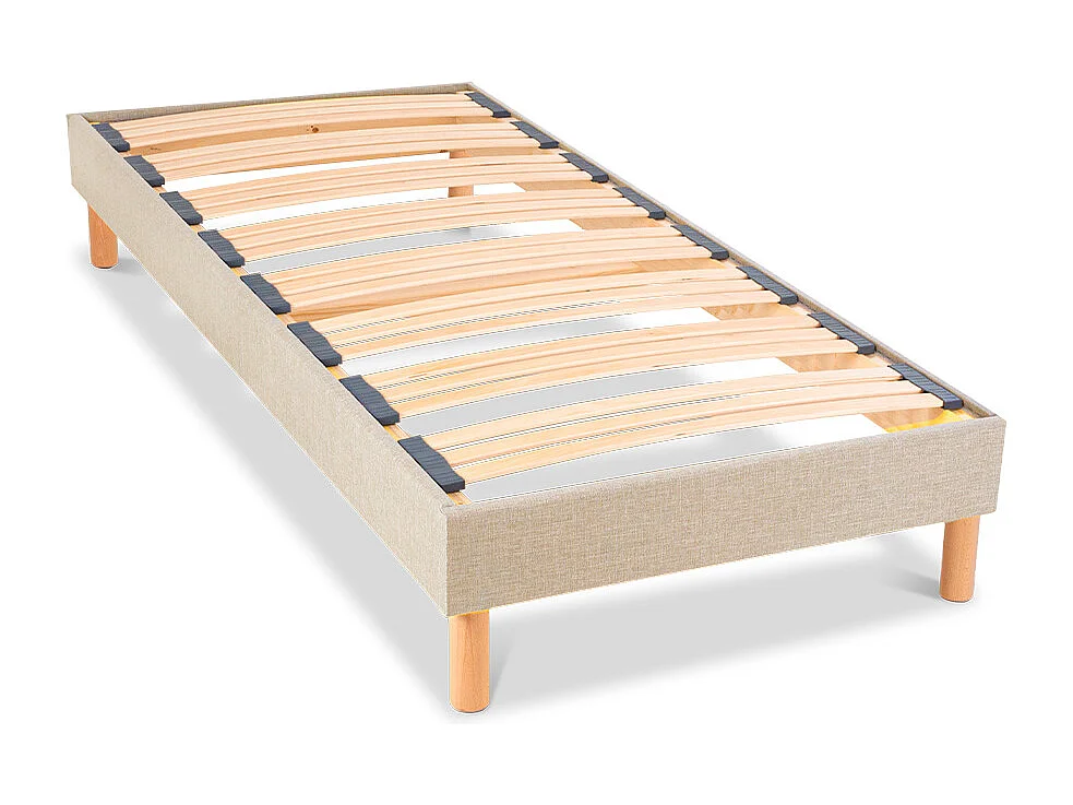 NUIT DE COTON | Sommier à lattes en bois LINO 90x200 cm | Coloris Beige | Livré en kit