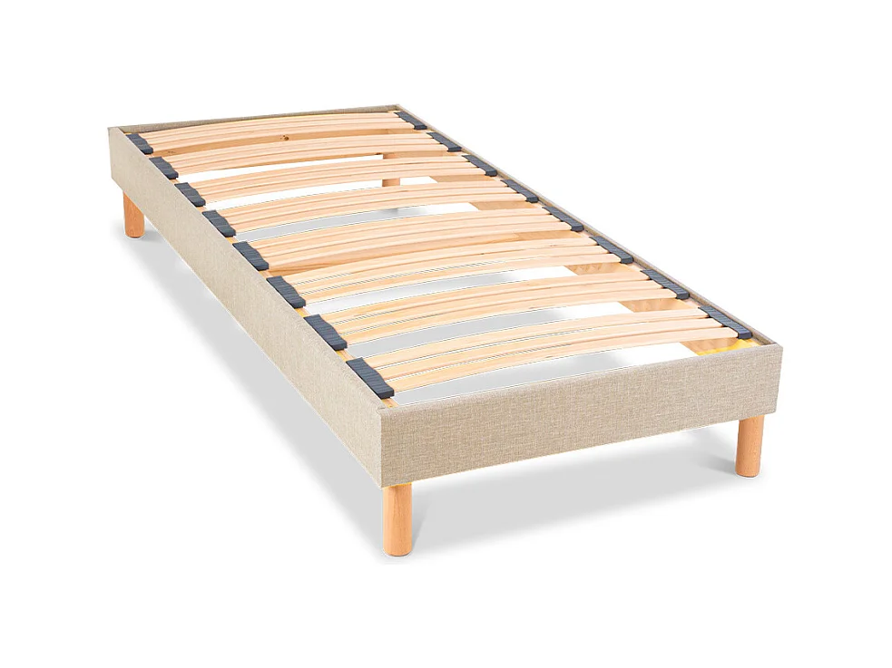 NUIT DE COTON | Sommier à lattes en bois LINO 90x200 cm | Coloris Beige | Livré en kit