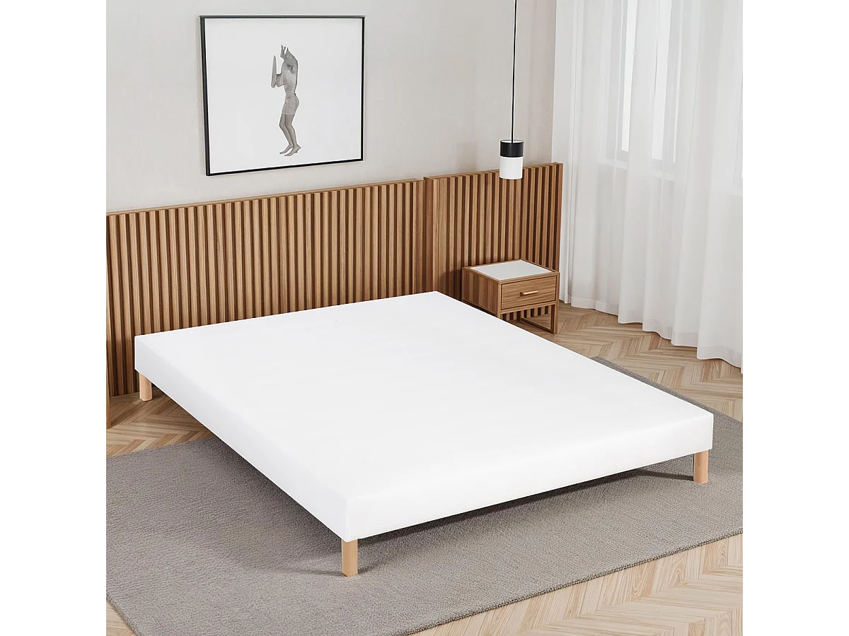 BELLECOUR LITERIE | Sommier tapissier CONSTANTINE 80x200 cm | Epaisseur 18 cm | Blanc (pieds non inclus)