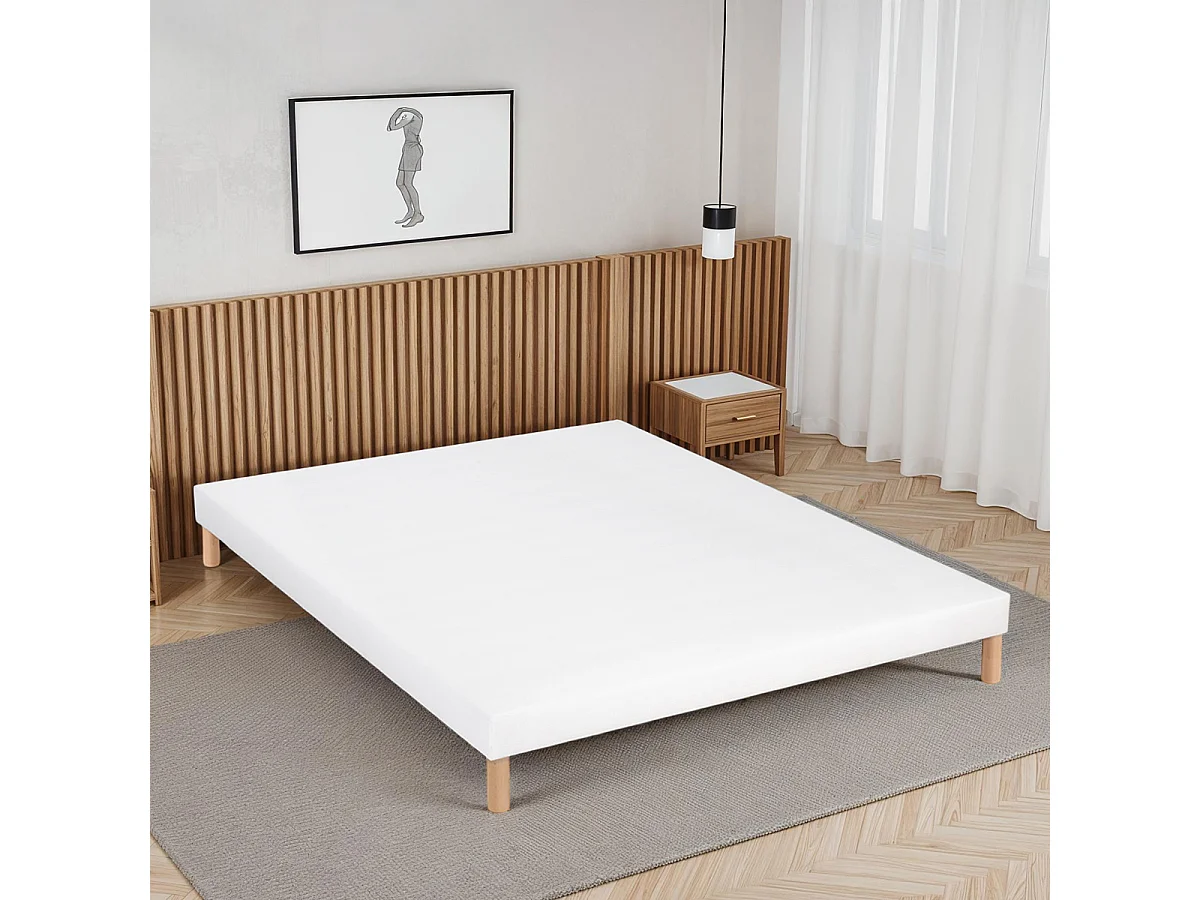 BELLECOUR LITERIE | Sommier tapissier CAPUCINE 90x190 cm | Epaisseur 13 cm | Blanc (pieds non inclus)