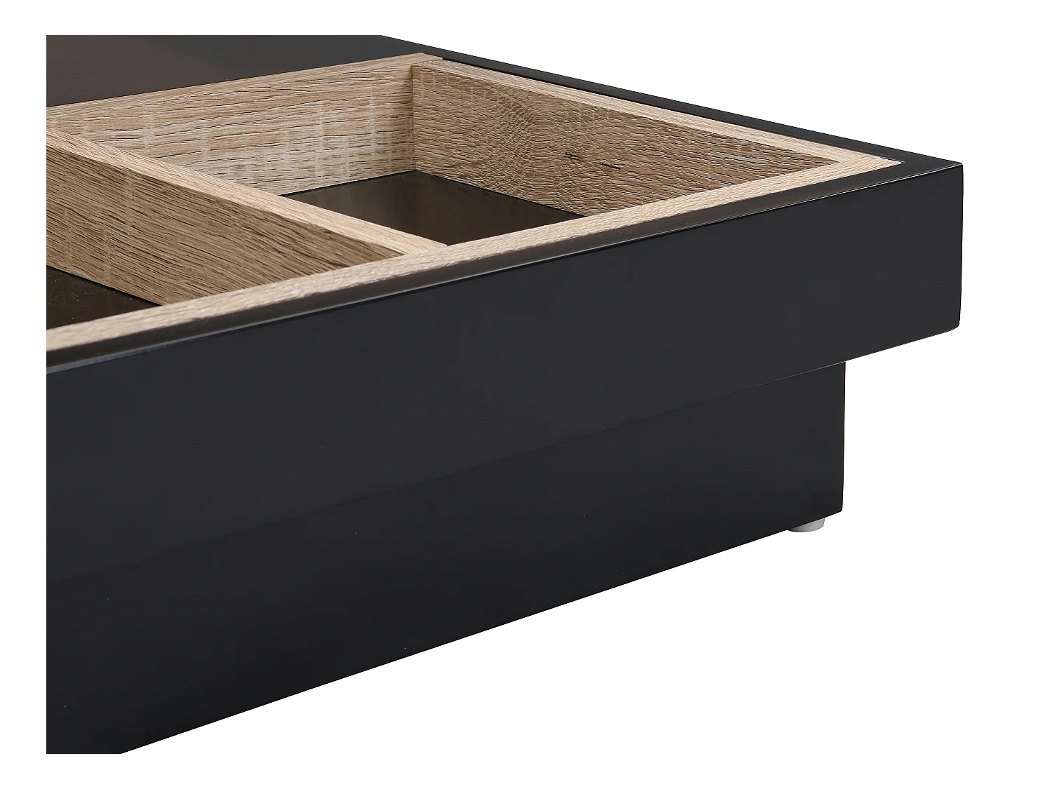 Table basse - Plateau pivotant - MDF laqué noir et naturel - FAUSTO