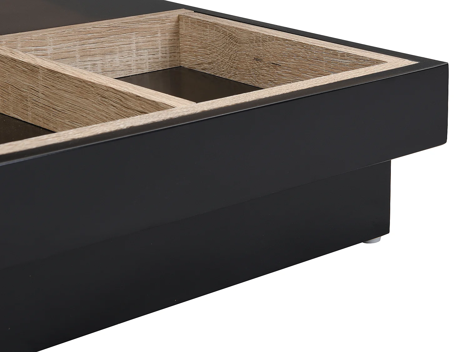 Couchtisch mit drehbarer Tischplatte - MDF - Schwarz lackiert & Naturfarben - FAUSTO