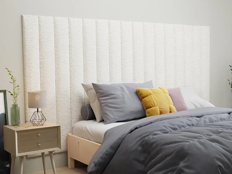 Wandpaneel Bettkopfteil - Bouclé-Stoff - 220 cm - Weiß - GONDA von Pascal Morabito
