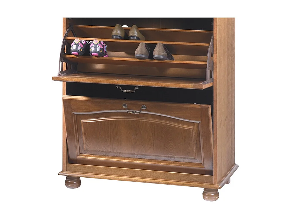 Meuble à Chaussures Chêne 2 Abattants 1 Tiroir L 82.4 H 102.9 P 41 cm