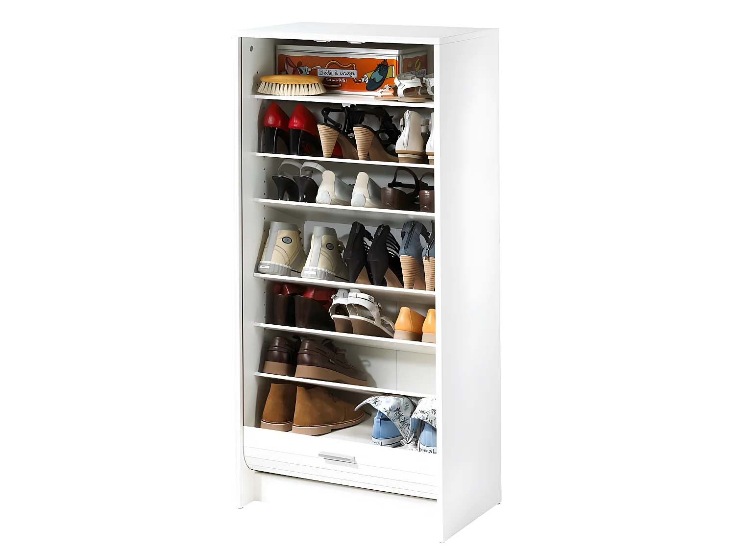 Meuble à Chaussures Blanc 7 Tablettes 21 paires - Coloris: Chaussures couleur 200