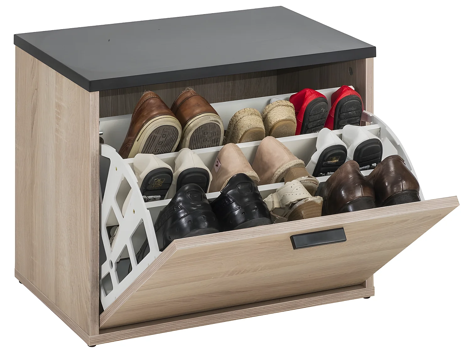 Banc Coffre à Chaussures 9 Paires - Coloris: Chêne Naturel