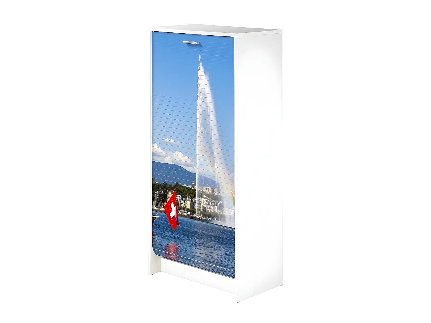 Meuble à Chaussures Blanc 7 Tablettes 21 paires - Coloris: Lac de Genève 652