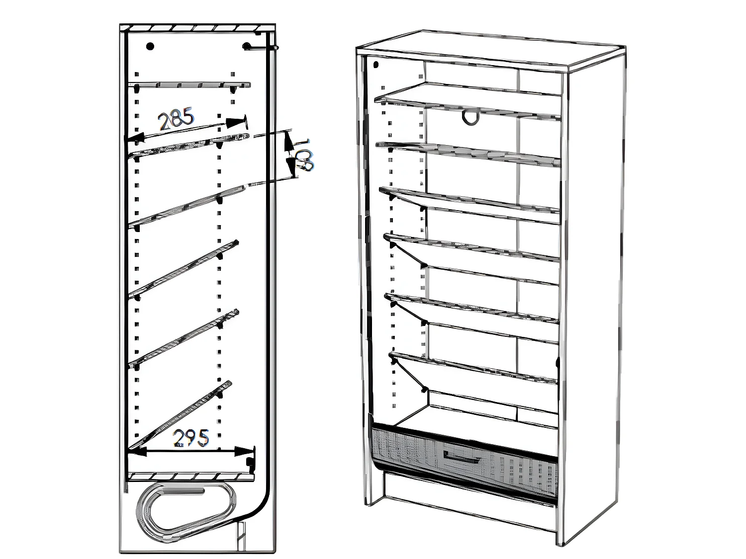 Meuble à Chaussures Blanc 7 Tablettes 21 paires - Coloris: Scene New York 504