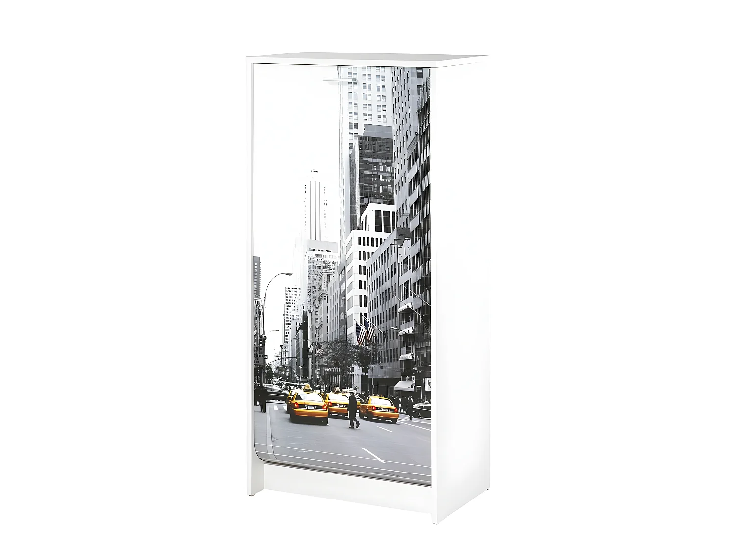 Meuble à Chaussures Blanc 7 Tablettes 21 paires - Coloris: Scene New York 504