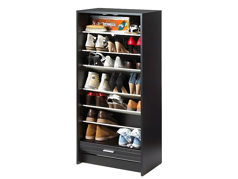 Meuble à Chaussures Noir 7 Tablettes 21 paires - Coloris: Noir